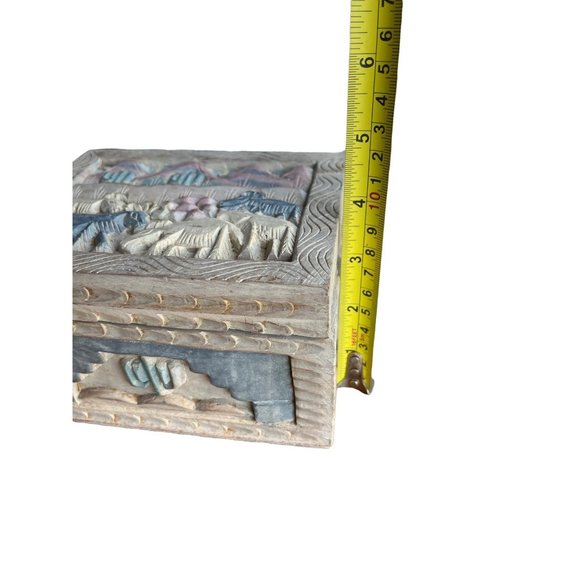 Carved Trinket Box set of 2 cactus safari mountains desert Tiawan - Picture 12 of 12